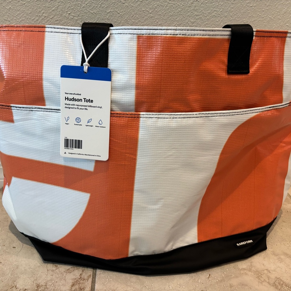 Hudson Tote in Orange & White